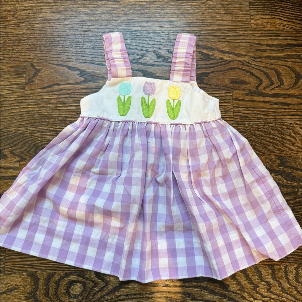 Charming Tulip Embroidered Kids Dress